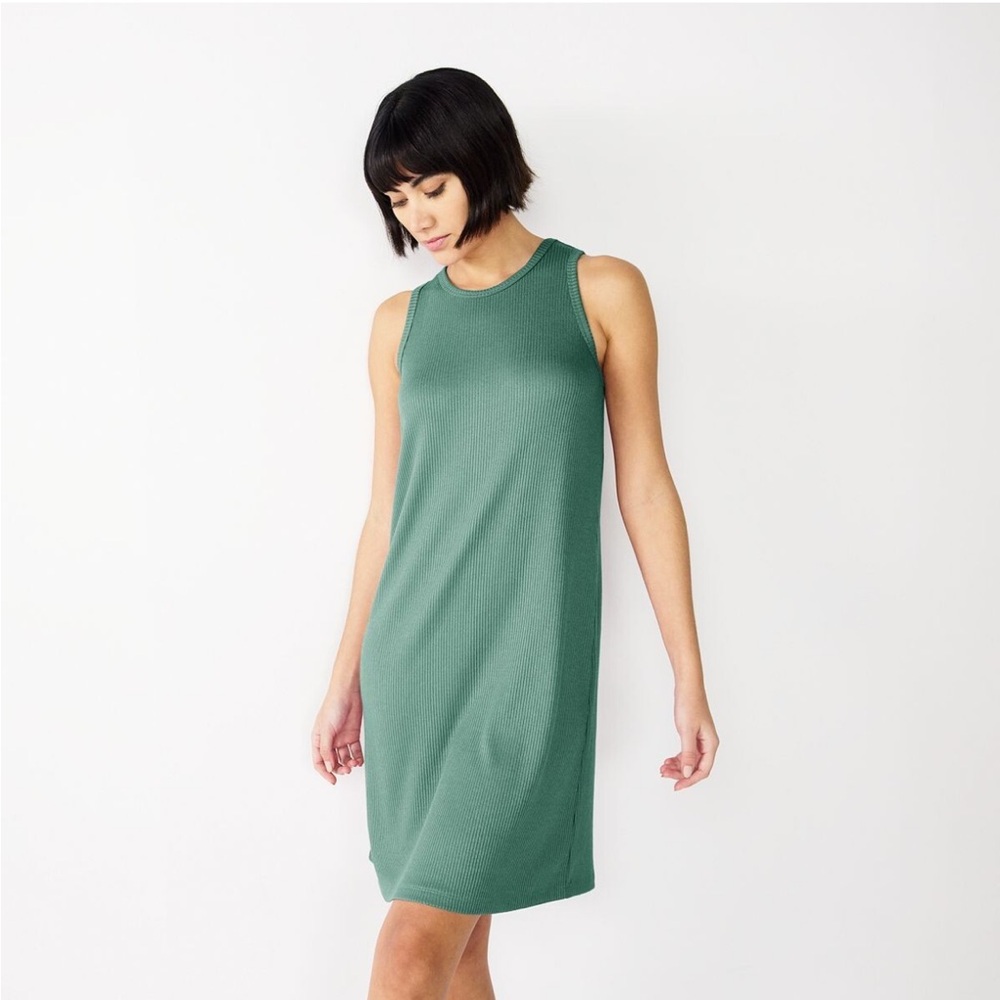 Nine West Rib Sleeveless Racerback Swing Dress